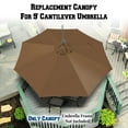 thumbnail image 3 of Sunrise 9ft, 8rib Umbrella Top Cover Canopy Patio Replacement Canopy Outdoor (Brown, Cover Only Frame not Included), 3 of 6