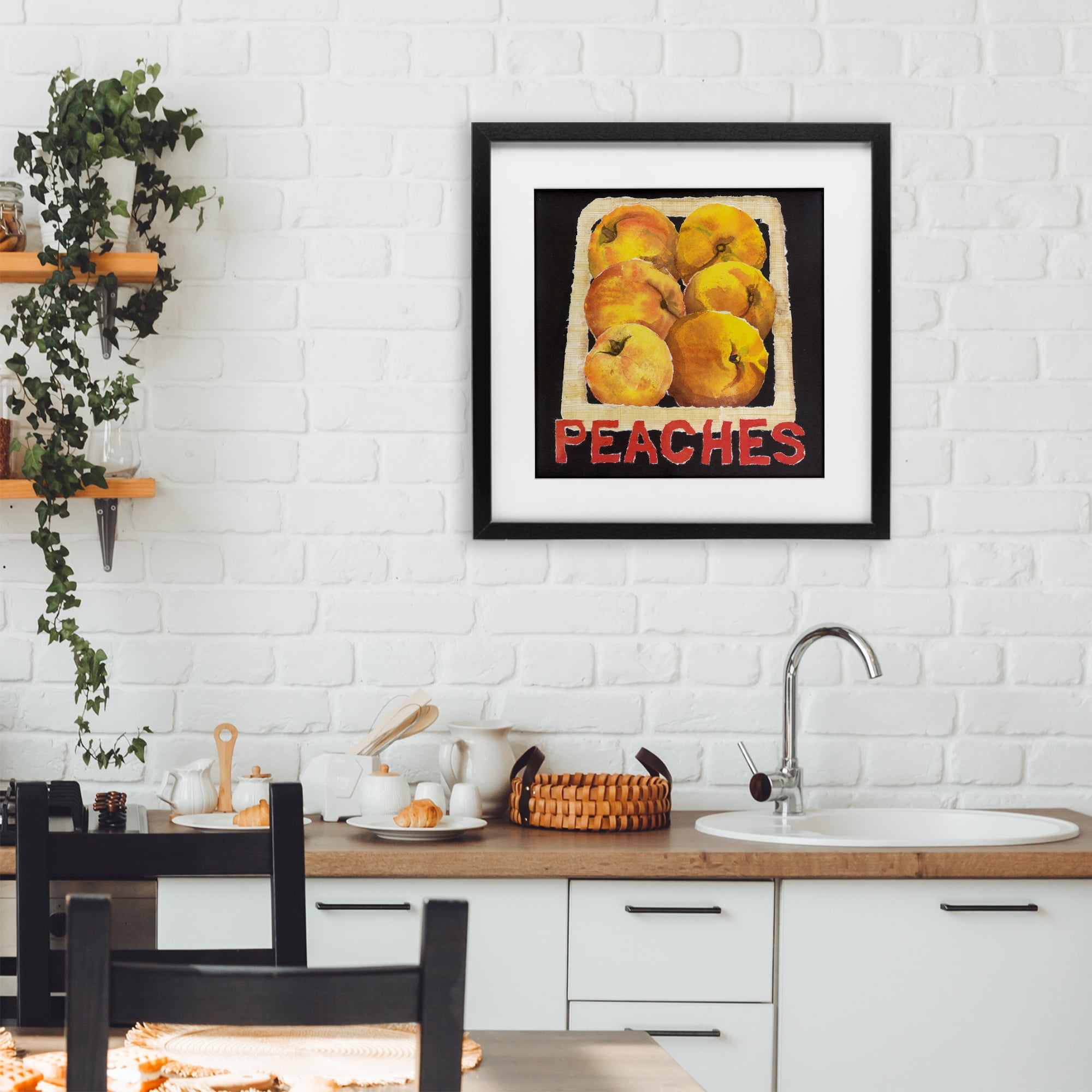 Stupell Industries Collaged Garden Peaches Black Framed Print Under Glass, design by Nancy Overton