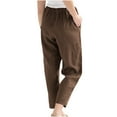 thumbnail image 3 of Christmas Valentine SavingsWomen's Trousers Slim Fit Wide Leg Slacks Elasticated Waist Pants Loose Straight Leg Trousers Elegant Solid Color Slacks Dressy Pockets Pants Casual Hiking Trousers, 3 of 6