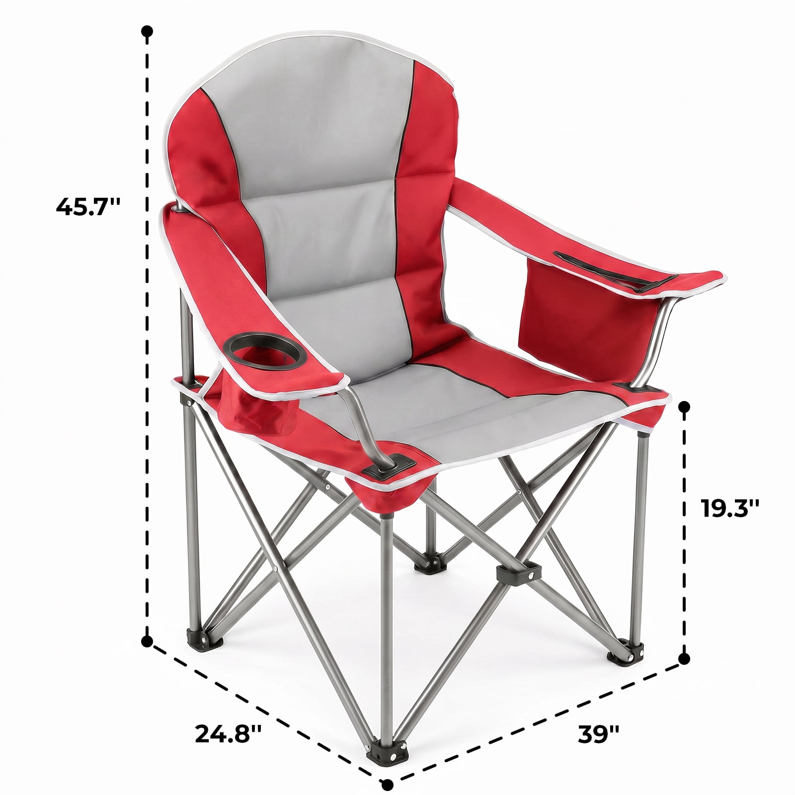 Alvantor Oversized Folding Camping Chair, Heavy Duty Outdoor Chair with Cup Holder Storage and Cooler Bag, 500 LBS, Portable for Outdoor Beach Picnic