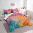 thumbnail image 3 of Feelyou Modern Fashion Art Bedding Comforter Set 7 Pieces for Adult, Orange Blue Watercolor Full Bedding Set, Oil Printing Reversible Fitted Sheet Flat Sheet, Ultra Soft Bedroom Decor, 3 of 8