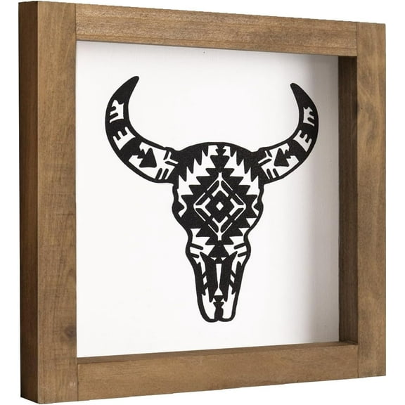 Western Bathroom Decor, Wooden Cow Skull Wall Decor, Southwestern Cowboy Sign Nursery Bedroom Room Table Shelf Art Rustic Home Decoration