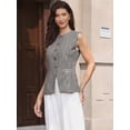 thumbnail image 4 of DARING DIVA Women's Plaid Gingham Button Down Sleeveless Crew Neck Vest XS Black, 4 of 6