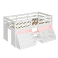 thumbnail image 5 of Blotout Twin Size Low Loft Bed with LED Lights & Storage for Kids, LED Wooden Loft Twin Size Bed with Stairs & Storage Bookcase, Loft Bed with Safety Guardrail and Under-Bed Play Space, White, 5 of 9