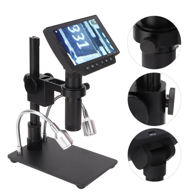 Industrial Microscope Camera Electronic Magnifier HY-1070 1080P Remote Control Digital Microscope With Adjustable 5" Display 100-240V US Plug ANGGREK IAYB01