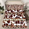 thumbnail image 2 of Castle Fairy Teens Adults Cow Print Twin Sheet Sets 3pcs,Bohemian Tribal Aztec Twin Fitted Sheet Microfiber,Farmhouse Animal Breathable Flat Sheet,Microfiber Bedroom Decor, 2 of 7