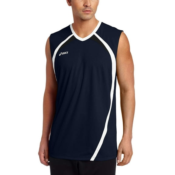 ASICS Mens 3-Tone Tank Top, Blue, Large