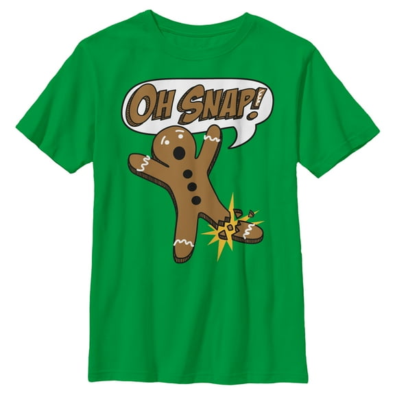 Boy's Lost Gods Christmas Oh Snap Gingerbread Man Graphic Tee Kelly Green Large