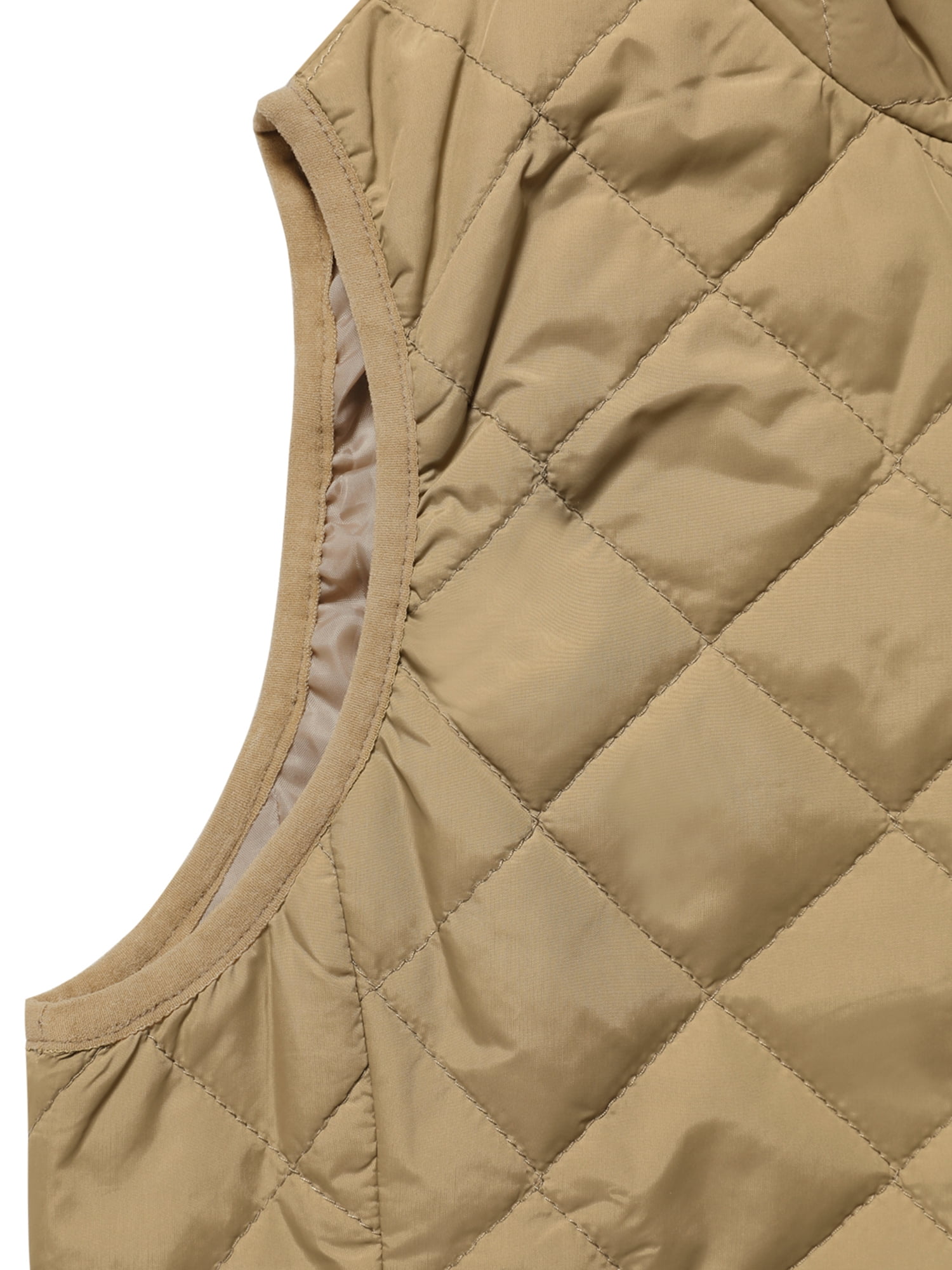 DARING DIVA Women's Zip Stand Collar Quilted Padded Vest XS Khaki