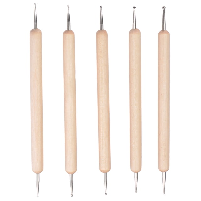 Unique Bargains Clay Sculpture Tools Set Double-Sided Ball Stylus Dotting Wood for Modeling 5Pack