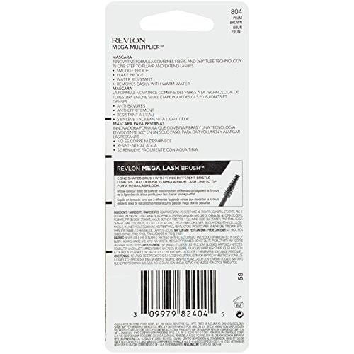 Revlon Mega Multiplier Mascara, Plum Brown, 0.28 Fluid Ounce Packaging May Vary - Pack of 2