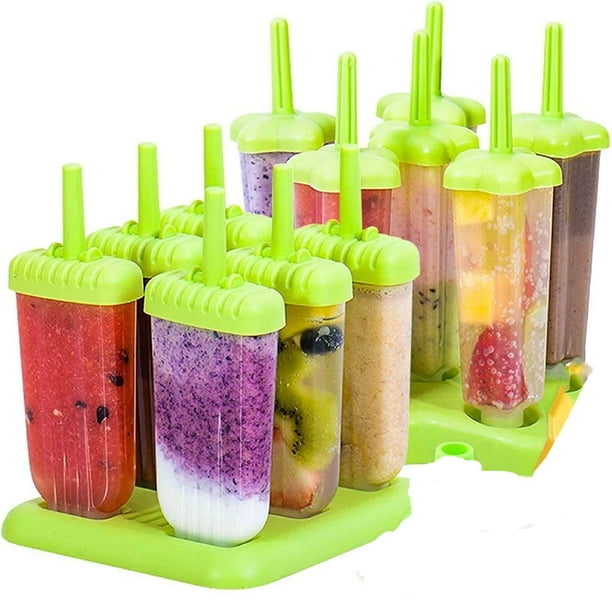 moldes para paletas, moldes para paletas de hielo de silicona, máquina para hacer helados reutilizable sin BPA, modelo cuadrado de paletas y modelo de estrella (verde) Vhermosa Utensilios de Cocina