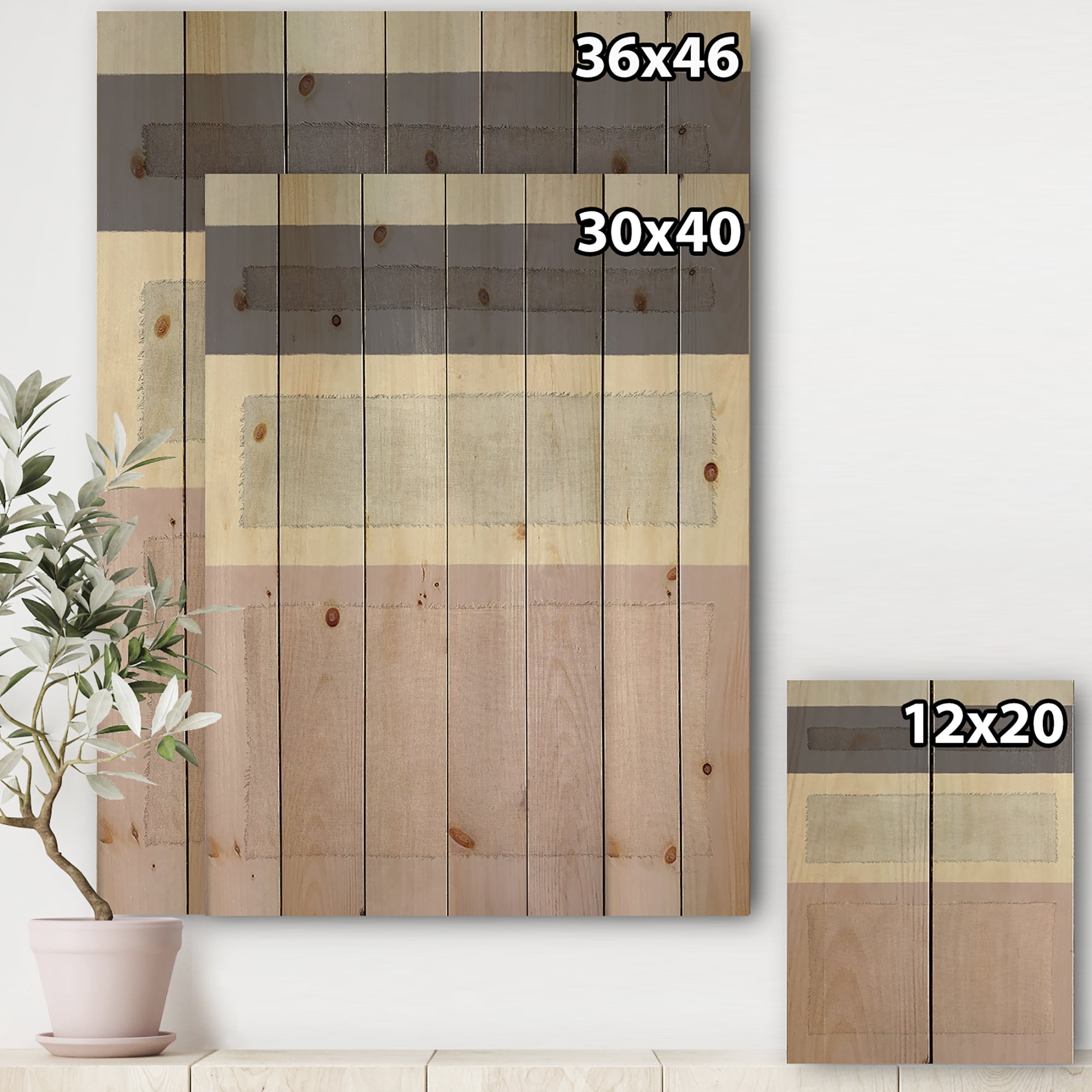 Designart 'Painted Weaving IV FB' Modern & Contemporary Print on Natural Pine Wood