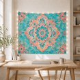 thumbnail image 5 of Teal Floral Mandala Tapestry Wall Hanging, 5 of 7