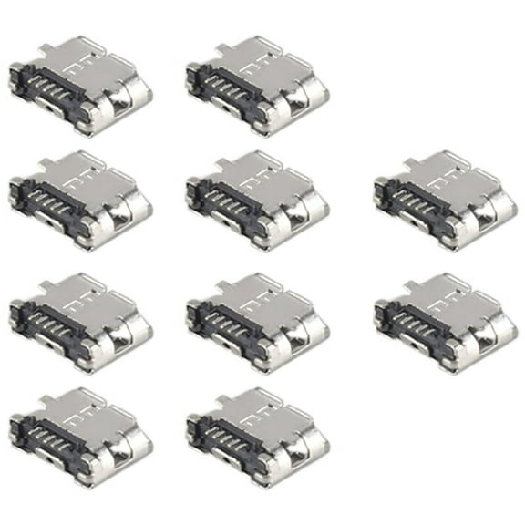 10 Pcs Spare Parts Type B Micro USB Female Jack Connector Port Socket Metal, Electronic Parts Silver Tone,10 x Micro USB Jack