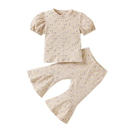 

QWERTYU Infant Baby Toddler Child Children Kids Summer Clothing Set Outfits T Shirts and Shorts Set Short Sleeve for Girl 6M-4Y