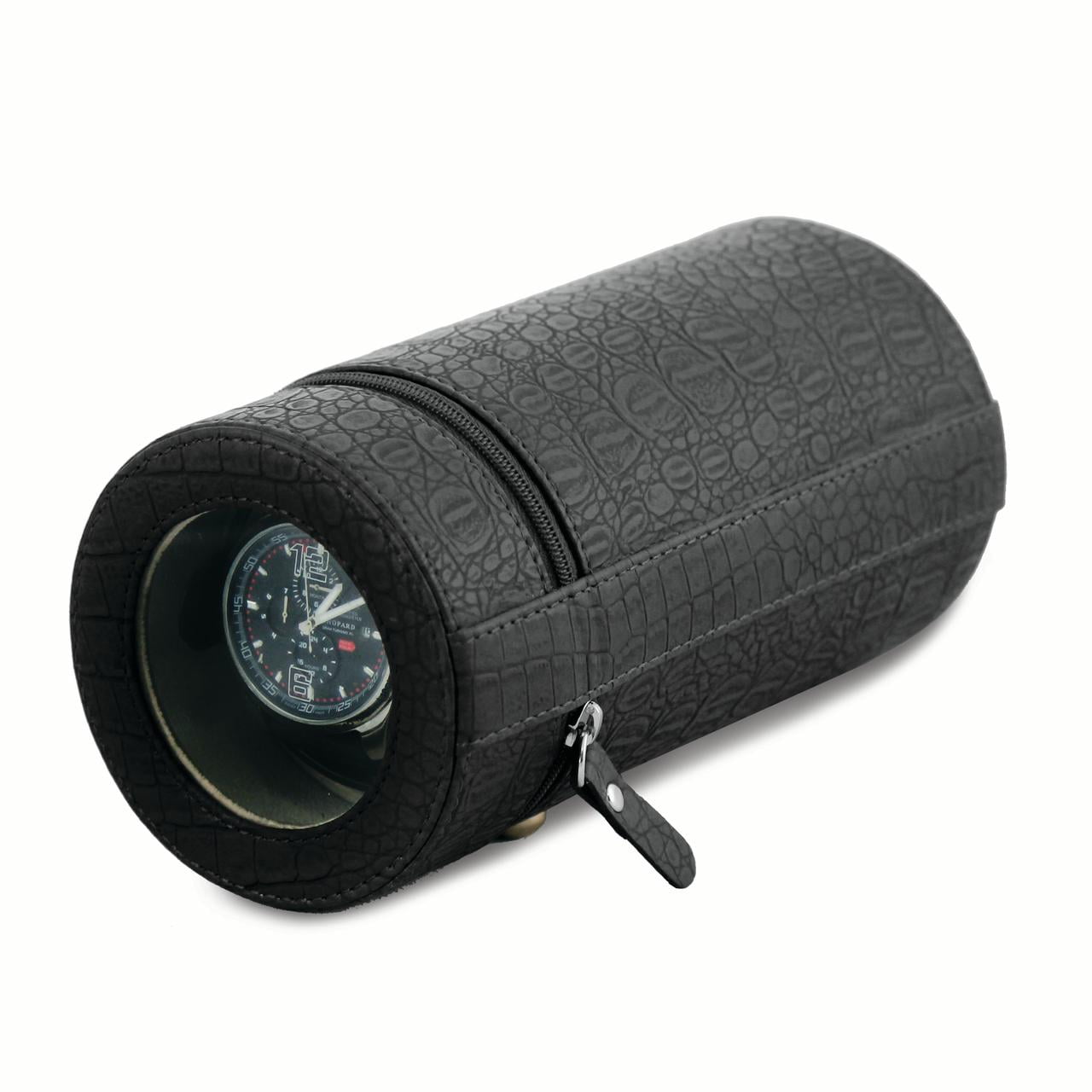 Rotations Black Croco Texture Faux Leather Travel Watch Winder