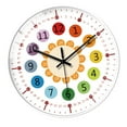 thumbnail image 2 of Reloj de pared silencioso para estudiantes, 8 pulgadas, decoración de habitación, reloj de enseñanza Borde blanco A, 2 of 9