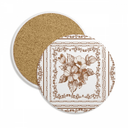 

Baroque Art Flower Frame Modern Pattern Coaster Cup Mug Tabletop Protection Absorbent Stone