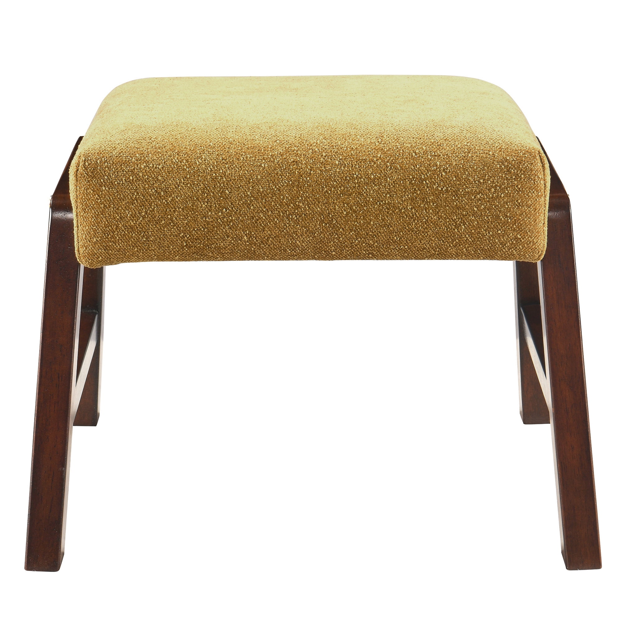 Small Footstool Ottoman, Fabric Wooden Foot Rest Ottoman with Wood Legs, Small Foot Stool Sofa Footrest Extra Seating for Living Room Entryway Office, Turmeric