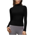 thumbnail image 2 of Trgacdwlo Womens Tops Mock Neck Long Sleeve Slim Fit Turtleneck Basic Layering Tops Soft Lightweight Stretch Womens Tshirts Black S, 2 of 7