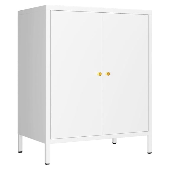 Small 2 Metal Storage Side Buffet Cabinet for Bed Room,Living Room,Entryway,Hallway,Home,Hotel,Office,Garage,Kitchen,1 Removable Shelf. (Metal Door, White)