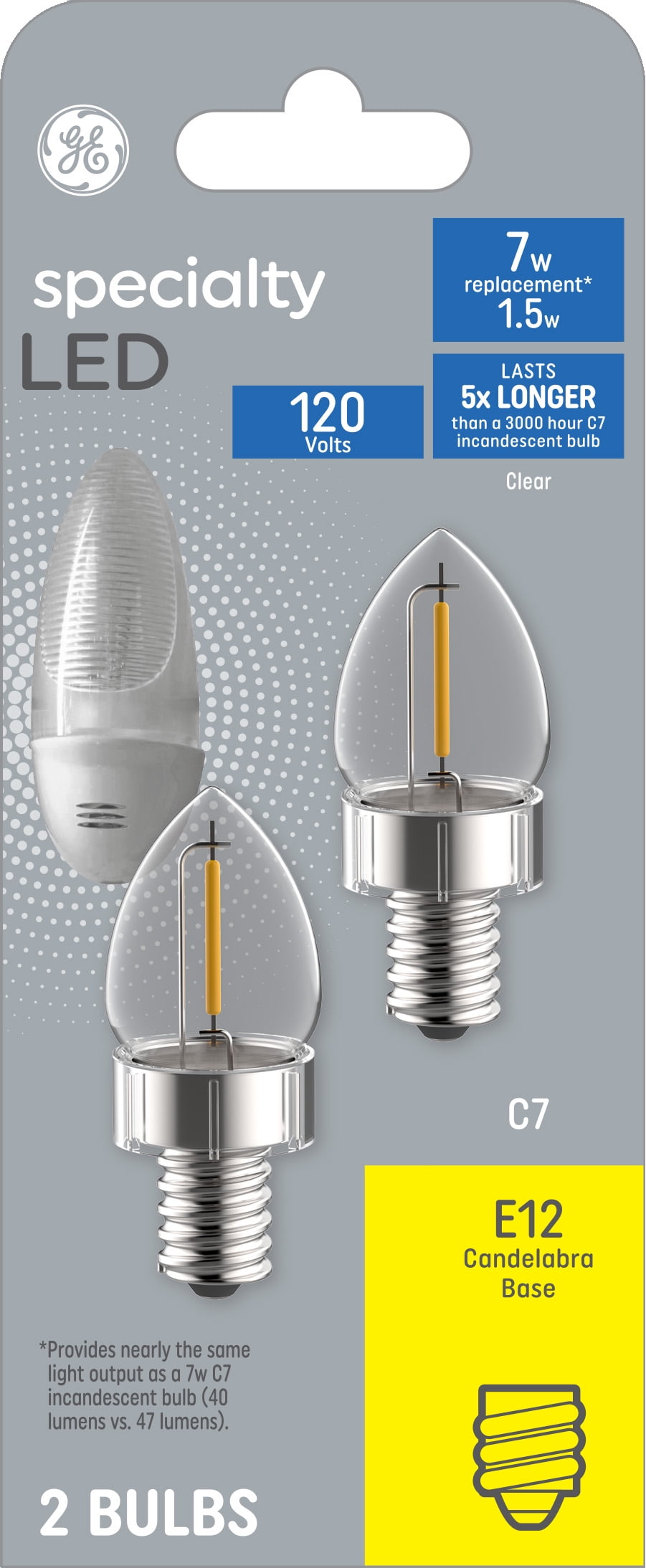 GE Night Light LED 7W Replacement Clear Bulbs, 2 Pack