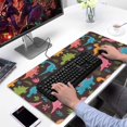 thumbnail image 2 of Long Mouse Pads for Desk,DarkBrown Cartoon Dinosaurs Colorful Plants Desk Mats on Top Of Desks, Desk Mouse Pad Extra Large with 3mm Non-Slip Base and Stitched Edge for Gaming,Work,Home 31.5"x15.7", 2 of 5