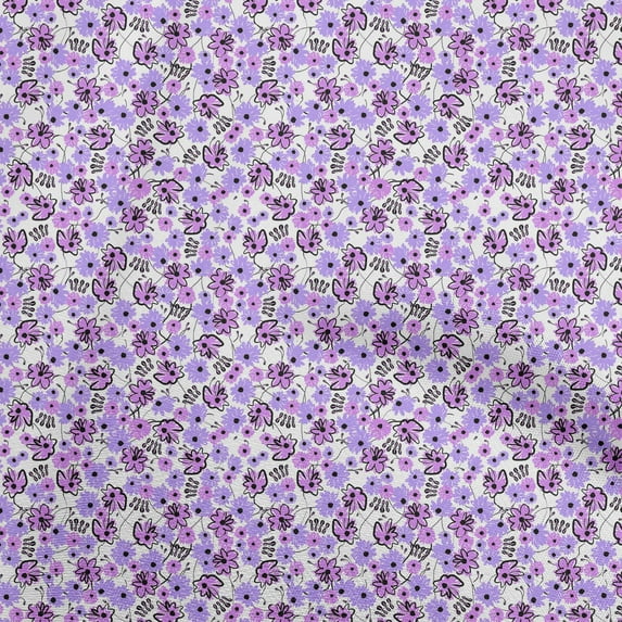 oneOoneGeorgetteViscoseMediumPurpleFabricAbstractFloralSewingCraftProjectsFabricPrintsByYard42InchWide