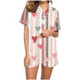 thumbnail image 6 of Taylonsss Womens Casual Print Flap Collar Pocket Short Sleeve T Shirt and Shorts Pajama Set Home Wear Lounge Sleepwear Comfortable Stylish, 6 of 9