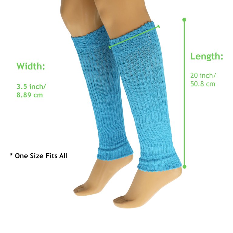 Cotton Leg Warmers for Women Turquoise 1 Pair Knitted Retro
