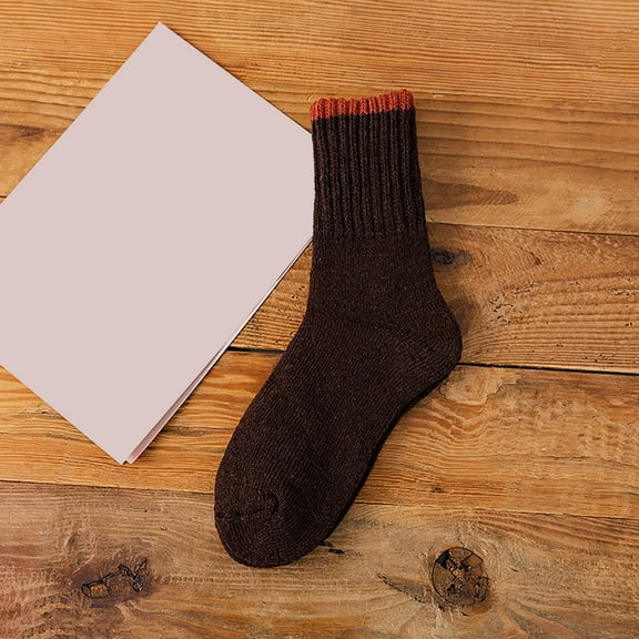 IDALL Crew Socks for Women Running Socks Women's Plush And Thickened Warm Rabbit Wool Socks With Cuffed Bars And Short Socks Cute Socks Socks for Women Coffee One Size