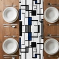thumbnail image 6 of Blue Geometric Table Runner - 72 Inch Long, Kitchen Dining Table Runner Dresser Scarves, Minimalist Black Gray Abstract Striped Farmhouse Decor for Coffee Tables Wedding Party Banquet, 6 of 8