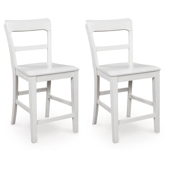 Signature Design by Ashley Chadworth Solid Wood Counter Height Barstool, Set of 2, White