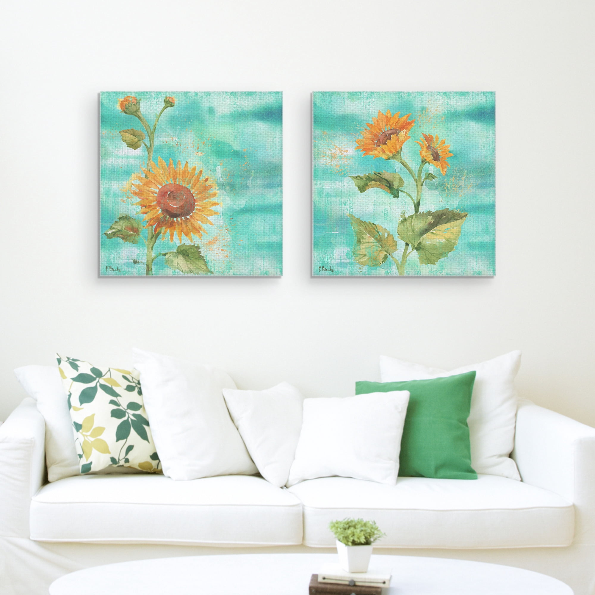 Masterpiece Art Gallery Arianna Sunflowers I & II By Paul Brent Canvas Art Print Set of 2 20" x 20"
