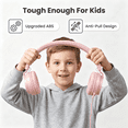 thumbnail image 3 of Kids Headphones, Ear Headphones for Kids, Wired Headphones with Microphone, Adjustable over Ear Headphones for Kids, Girls, Boys, Children, Cord 3.5mm Jack Wired for School Tablet (Pink), 3 of 7