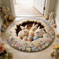 thumbnail image 1 of Weloille Easter Bunny Egg Round Shaggy Rug, Skin Friendly Soft 3D Visual Anti-Slip Washable Fluffy Carpet, Decorative Round Rugs for Living Room Sofa Bedroom Home Decor, 1 of 6