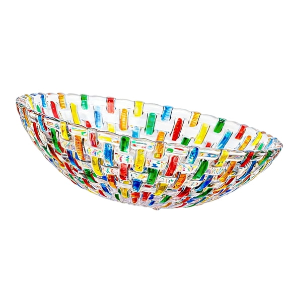 Colorful Crystal Glass Fruit Bowl Decorative Bowl Glass Serving Bowl for Dessert