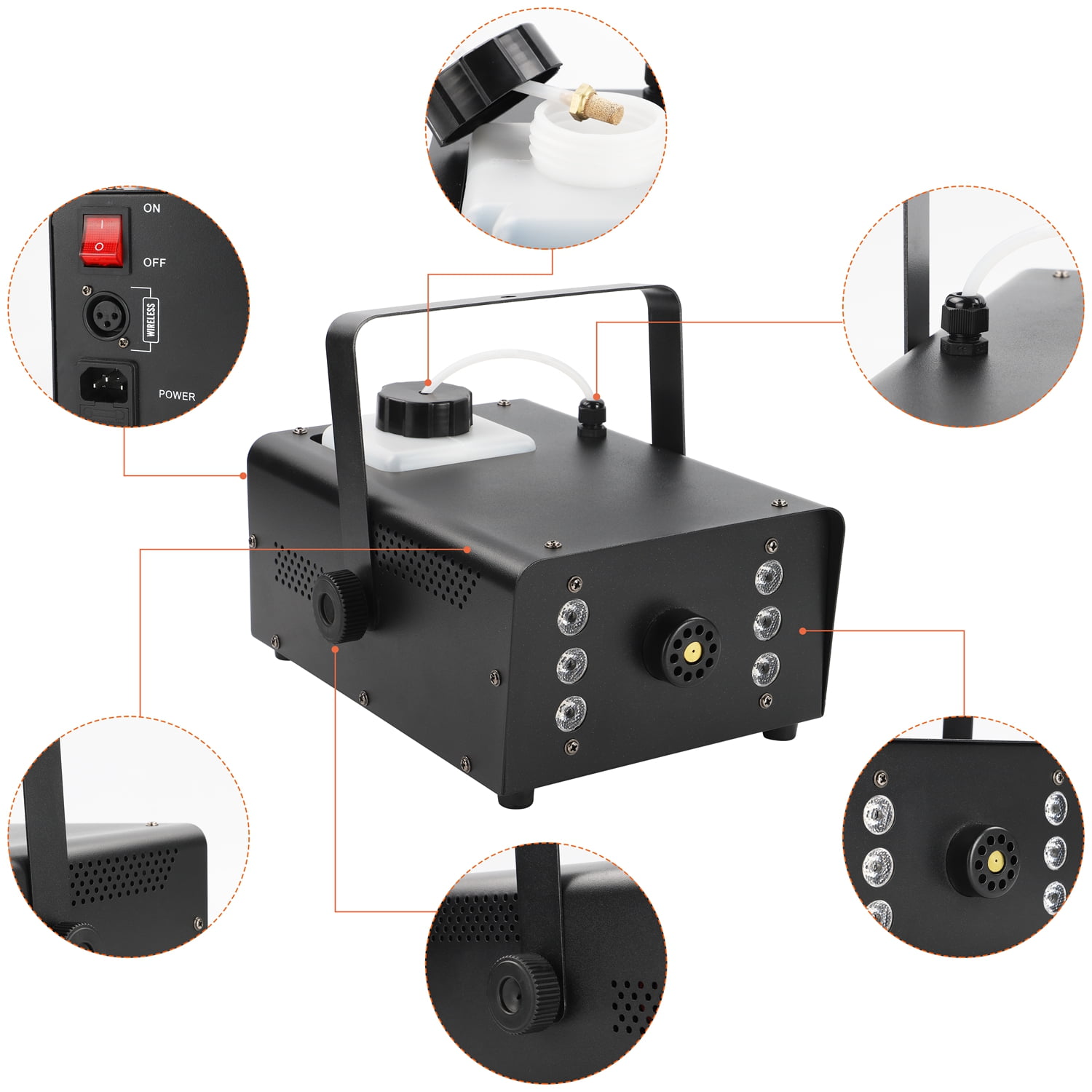 1500W RGB LED Fog Machine - Remote Control Smoke Machine for DJ Stages, Nightclubs, Parties, Concerts & Bars