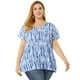 thumbnail image 4 of Women's Plus Size Blouses Ruffle Sleeve Loose Stripe Tops Blue 2X, 4 of 7