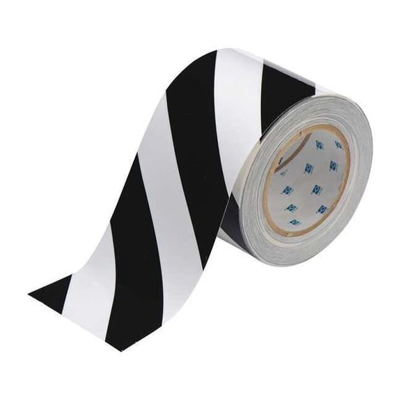 Brady Floor Tape,Black/White,4 inx100 ft,Roll 104379