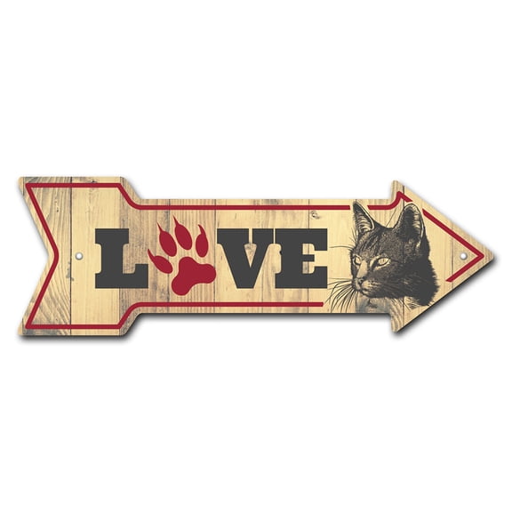 SignMission P-ARROW12-999765 12 x 36 in. Wide Love Cats Arrow Sign