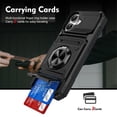 thumbnail image 1 of For Apple iPhone 16 Plus Phone Case with Finger Ring Holder Kickstand, Card Slots，Heavy Duty Shockproof Rugged Protective Working with Magnetic Car Phone Mount,Black,For iPhone 16 Plus, 1 of 7