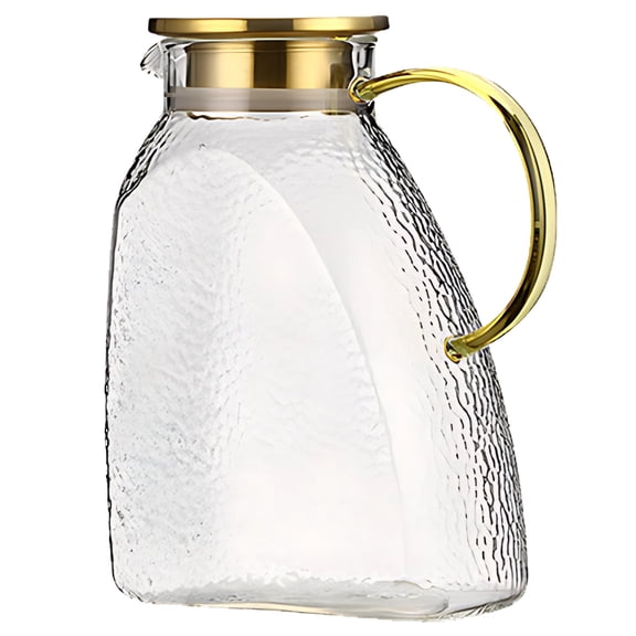 1800 ml / 60.87 fl oz Glass Water Pitcher, High Borosilicate Glass Jug with Lid, 8.5 in / 21.7 cm Clear Fridge Door Carafe, Large Capacity Leakproof Iced Tea Beverage Jug for Homemade Juice