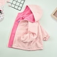 thumbnail image 2 of Kids Outdoor Jacket Hooded Front Zip Print Reversible Outwear Waterproof Windproof Sports Cardigan With Pockets (12 Years, Pink), 2 of 6