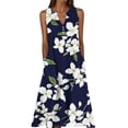 thumbnail image 3 of VBVC Women's Floral V-Neck Maxi Dress,Sleeveless Button Detail Flowy Dress For Women,Ladies Summer A-Line Beach Boho Sundress with Pockets,Navy,S-5XL, 3 of 6