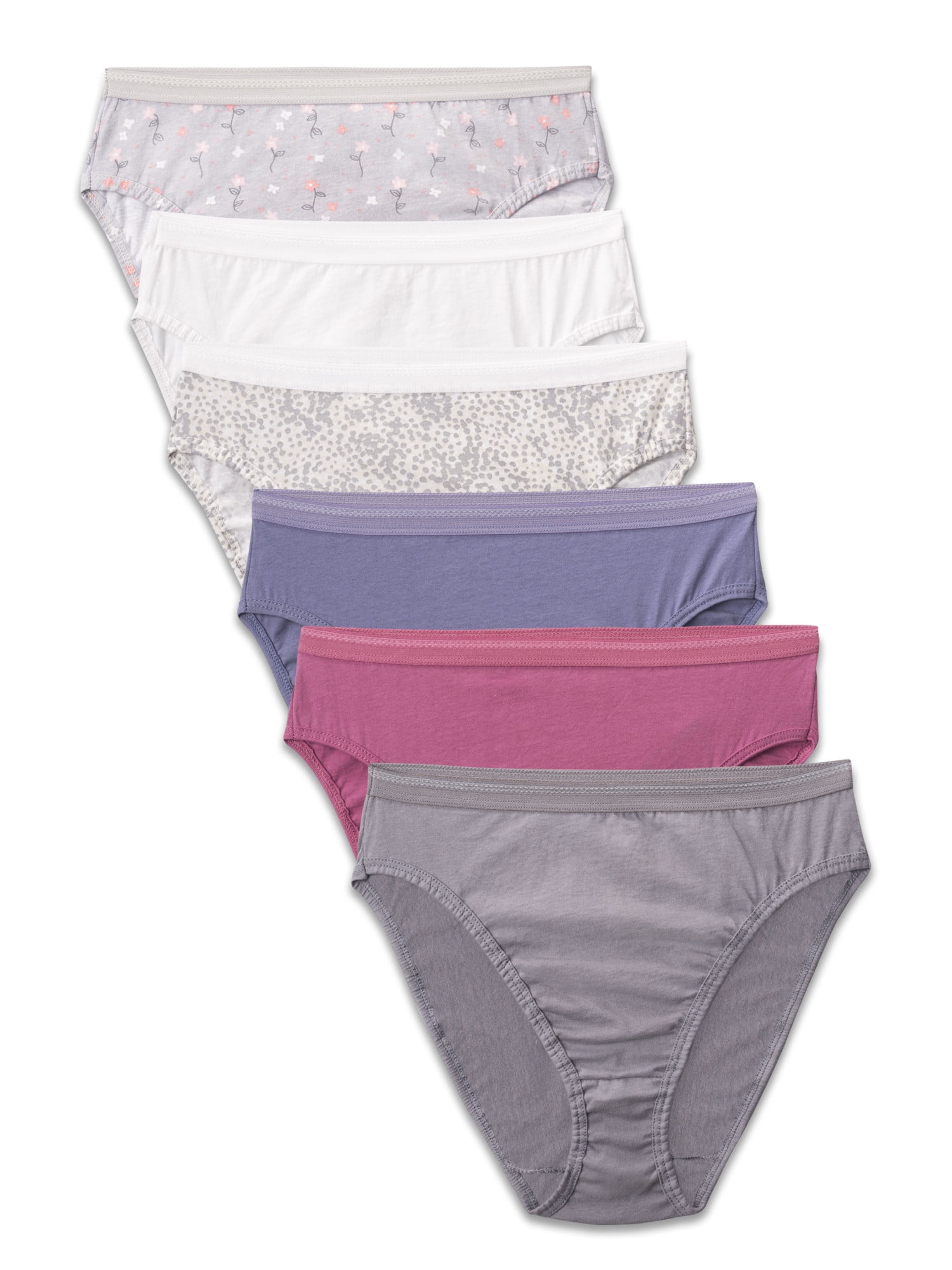 Women's Assorted Cotton Hi-Cut Panties, 6 Pack