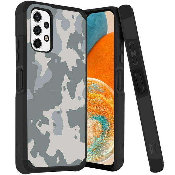 ANJ  Rugged Dual Layered Shockproof Slim Hybrid Case   Tempered Glass Cover Compatible with Samsung Galaxy A23 5G - ACU Camo