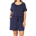 thumbnail image 1 of TheLovely Women & Plus Short Sleeve Romper with Elastic Waist & Keyhole Back Summer Loungewear, 1 of 5