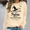 thumbnail image 6 of qelini Women's Sweatshirts No Hood Halloween Long Sleeved Oversized Crewneck Sweatshirt Women Plus Size Novelty Print Spooky Season Halloween Day Event Pullover Fall Winter Loose Tops Yellow L, 6 of 6
